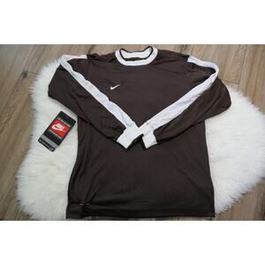 NWT Rare Vintage Y2K 90s NIKE Mens Small Polyester Brown Long Sleeve Shirt